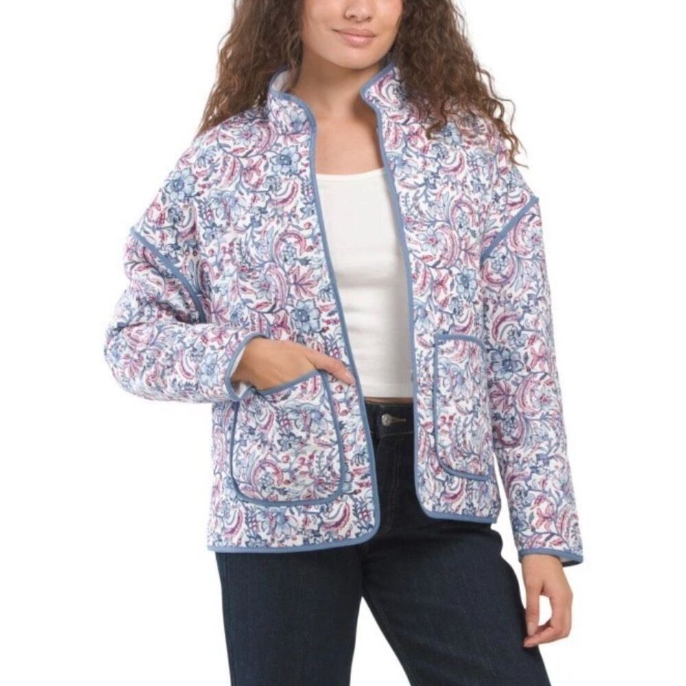 7 For All Mankind Quilted Floral Print Women's Jacket w/Pockets / Size Medium